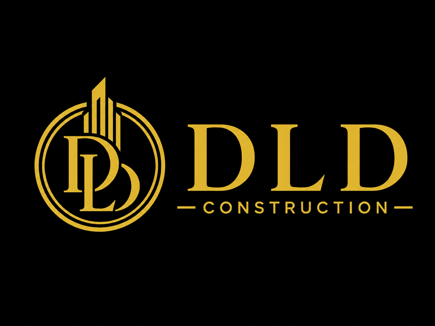 DLD Construction — gold monogram and wordmark